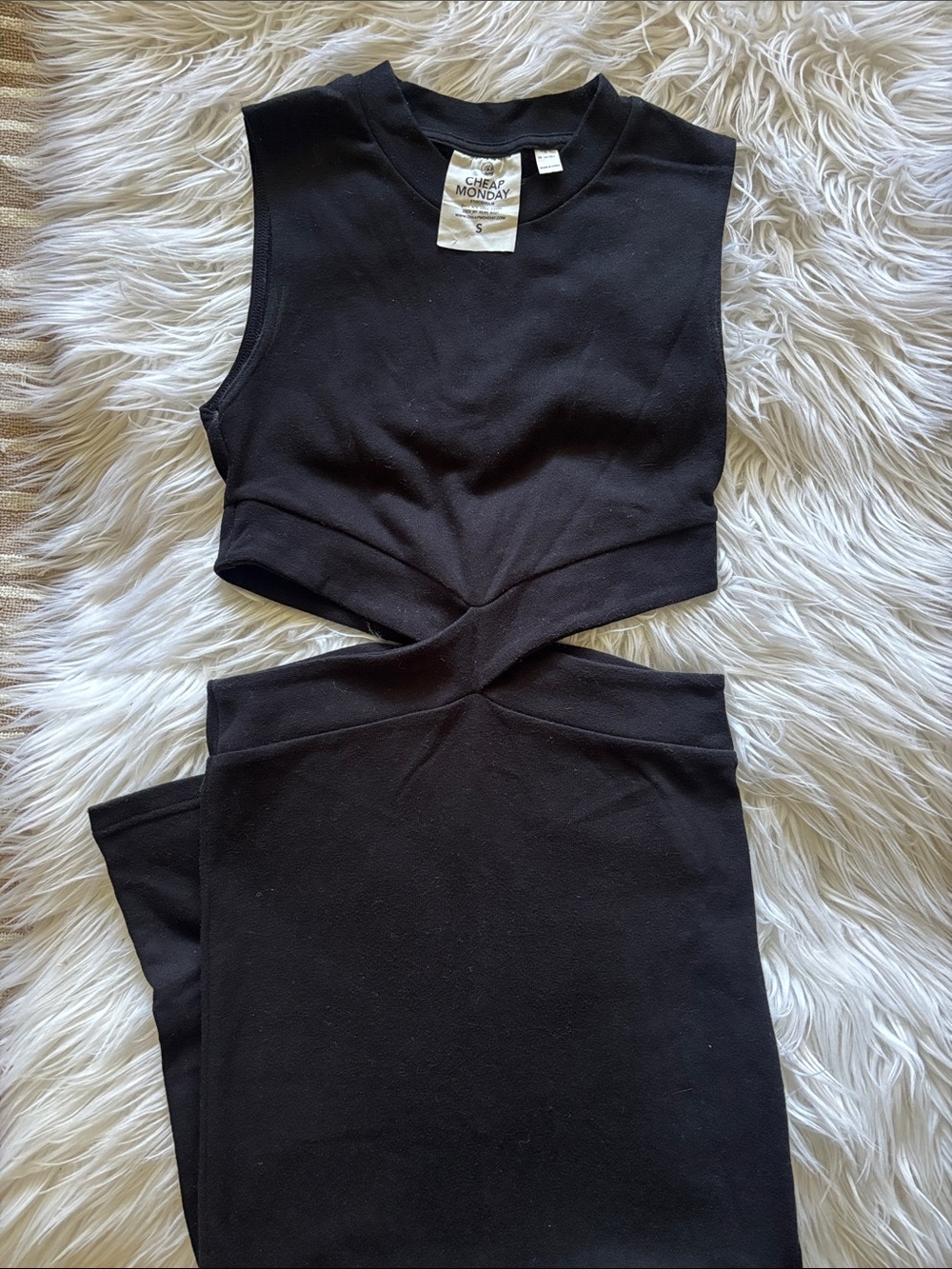 Cheap Monday Black Sleeveless Twist-Cut Midi Dress